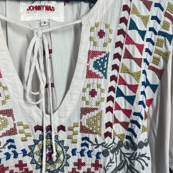 Johnny Was Biya Embroidered V-neckline 3/4 dolman Sleeve Tunic - Picture 6 of 10